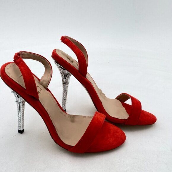 Red Open Toe Slingback Sandals High Heel Stiletto Pumps Office Lady Dress Shoes - Picture 3 of 6